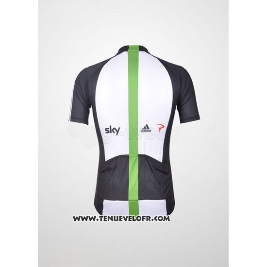 2012 Maillot Ciclismo Sky Noir et Vert Manches Courtes et Cuissard